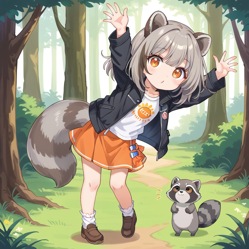 I don't know what to say here but take this racoon girl and raccoon ...